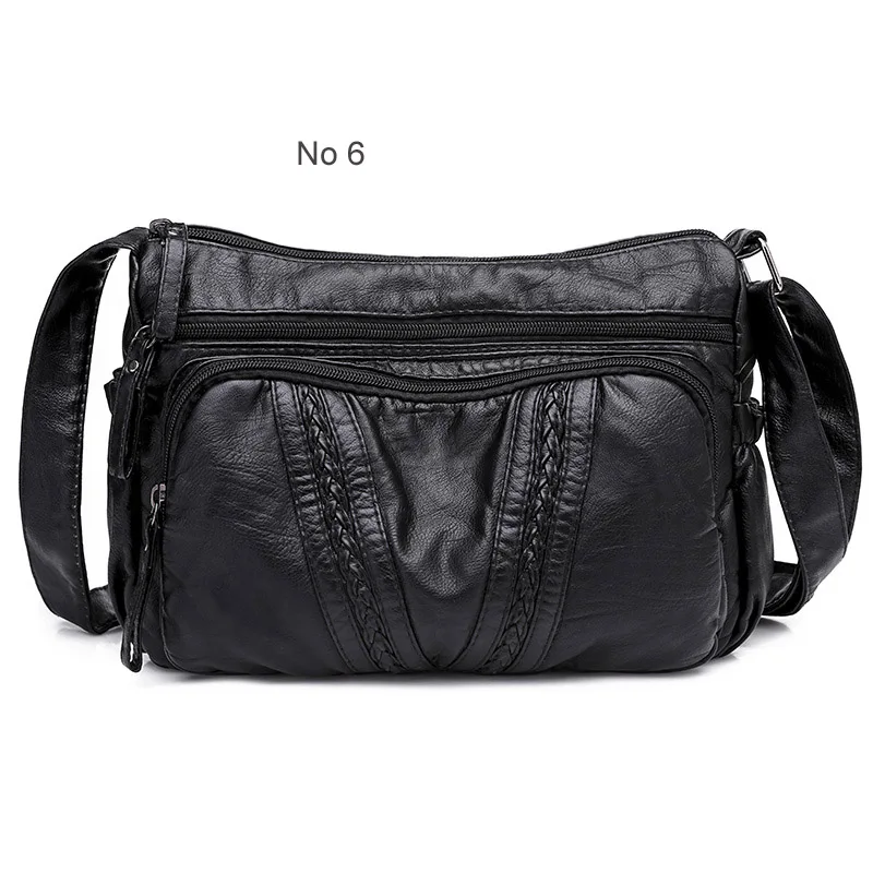 Annmouler Vintage Women Shoulder Bag Black Color Crossbody Messenger Bag Soft Pu Leather Small Bag for Ladies Brand Women Bag