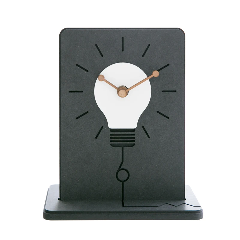 Personality bulb shape desktop small table clock Good idea office brief decorative clock