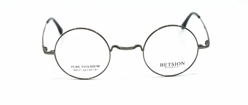 BETSION, Ретро стиль, чистый титан, для мужчин и женщин, маленький круглый 42, 44 мм, оправа для очков, очки, очки с полной оправой, близорукость, Диоптрический Rx able