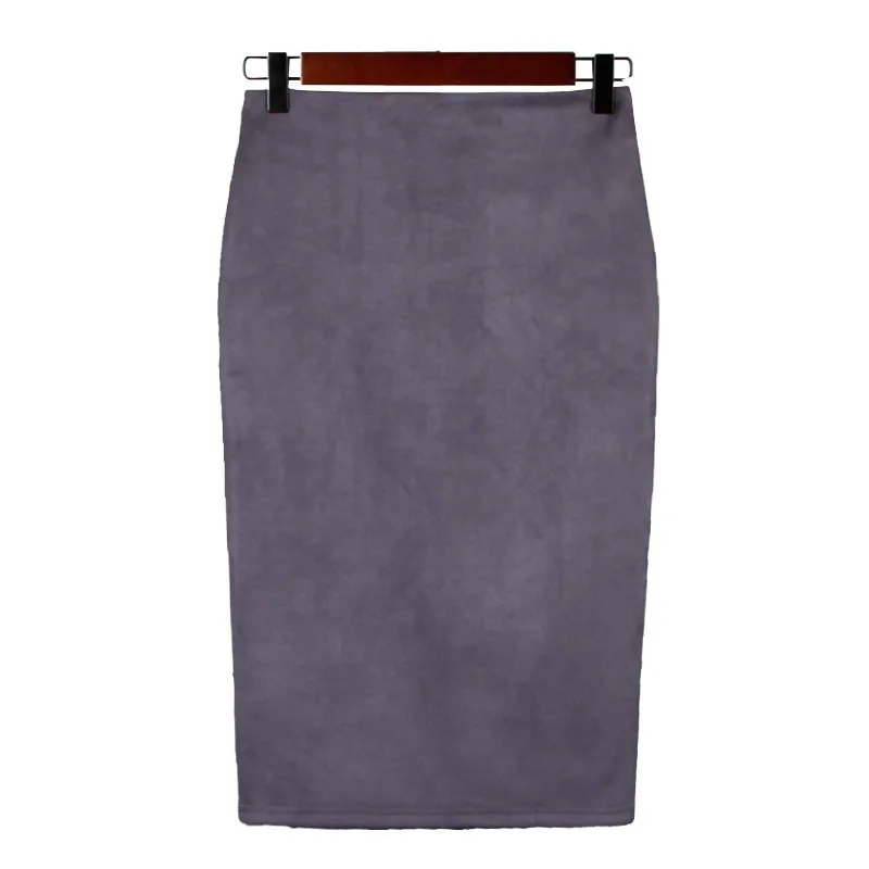 Women Skirts Multi colors Plus Size Knee-Length Pencil Skirt Female Vintage Suede Split Jupe Femme Faldas Mujer | Женская одежда