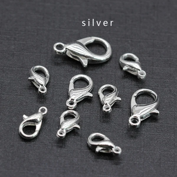 silver 10/100p 10/12/14/16 мм сплав античная бронза/золото/серебро Лобстер крючки с шариками конечные бусины в форме цветов для ожерелье и браслет-цепочка "сделай сам" - Цвет: silver