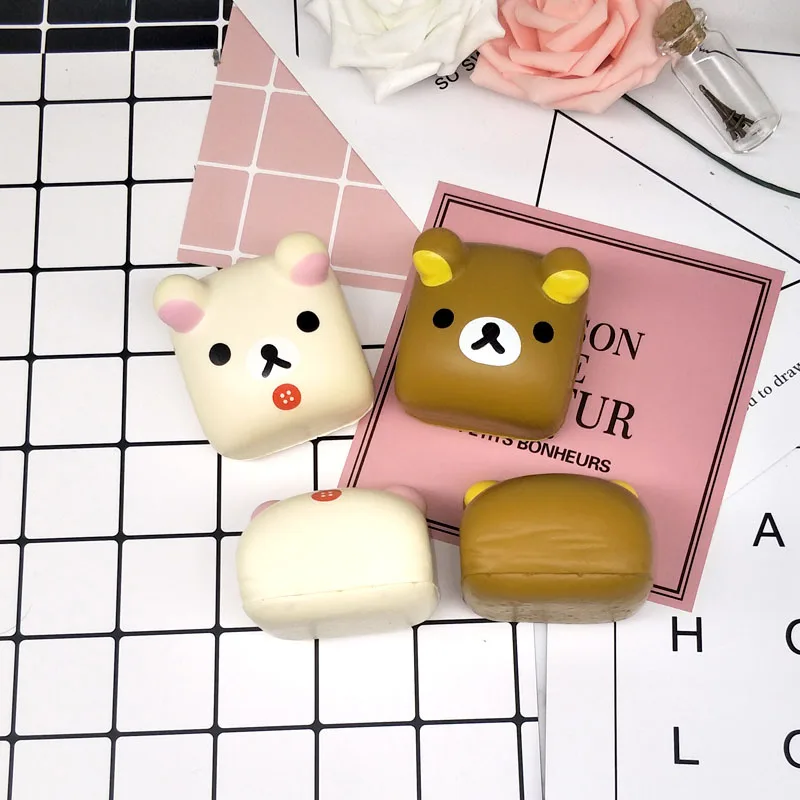 Kuutti Squishy Kawaii Rilakkuma Tofu новый черный шоколадный милый антистресс японский медведь