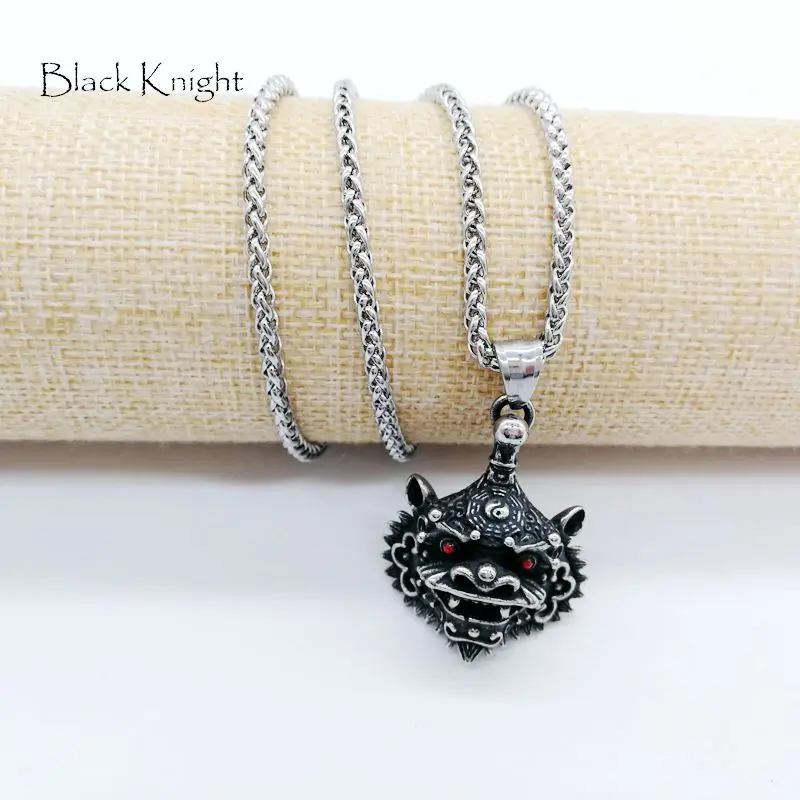 Подвеска-амулет "Черный рыцарь" религии Таоизма из нержавеющей стали винтажного стиля с удачным символом животного Таоистов BLKN0705.
