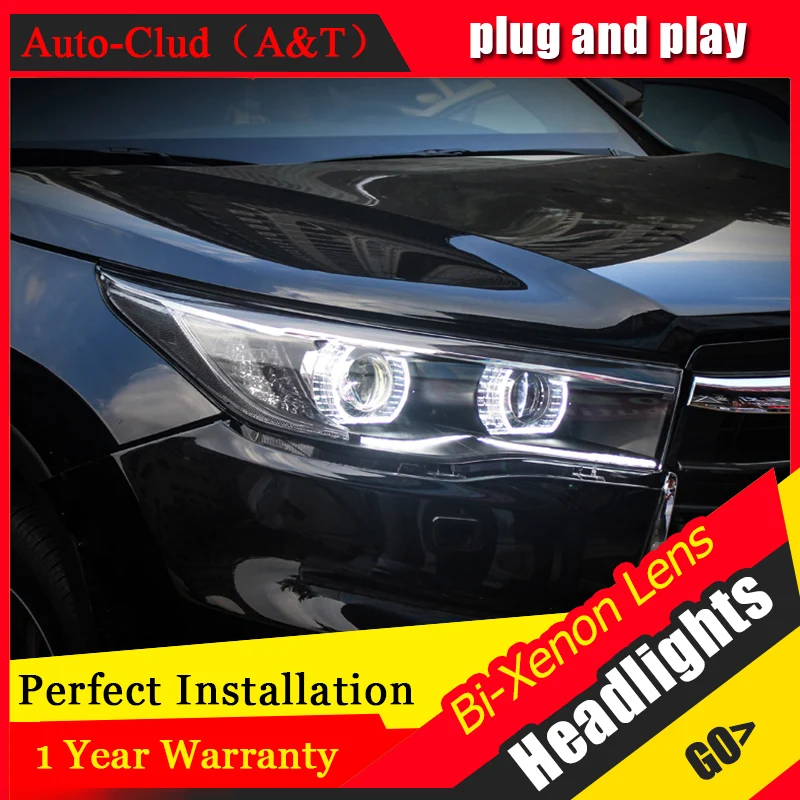 Автомобильный Стайлинг для фары Toyota Highlander головная лампа Angel eye led DRL передний свет
