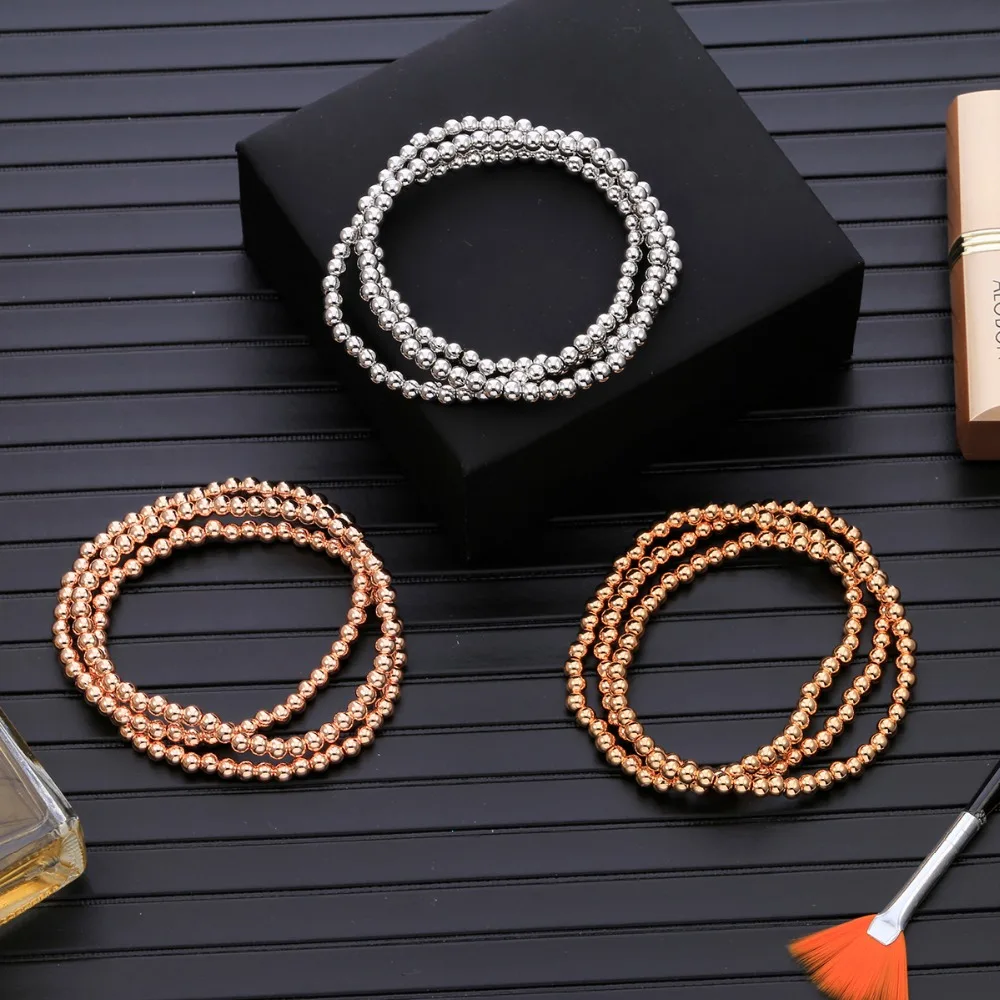 Женский винтажный этнический браслет Boho серебристо золотой с бусинами лето