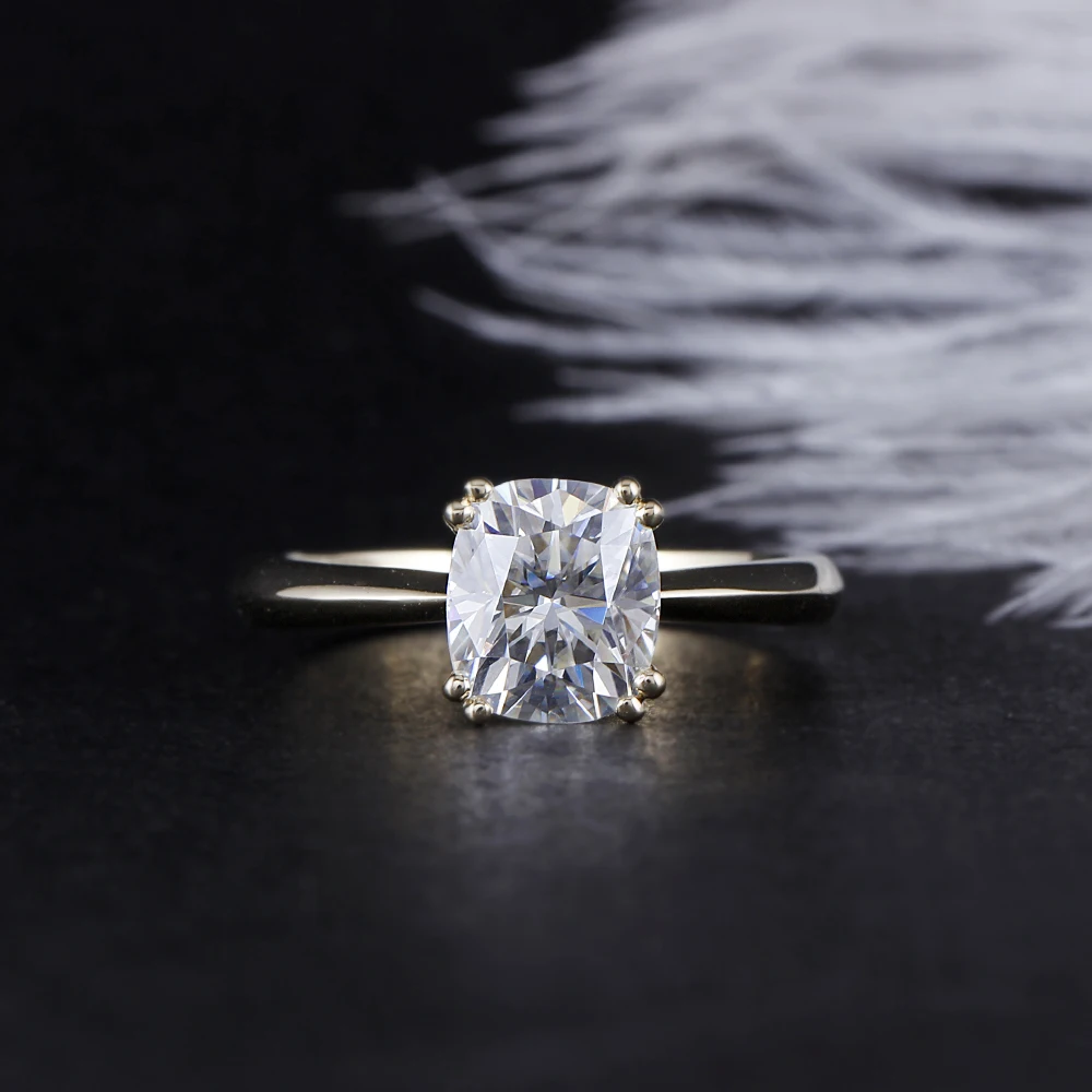 DovEggs классическое 14 к желтое золото 2ct 7*8 мм F цвет обручальное кольцо для женщин свадебный подарок дамы муассанит кольцо с бриллиантом