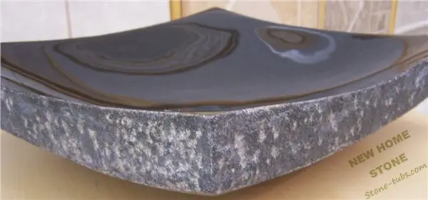 black marble bathroom sink rectangular shape one piece cut out counter wash basin simple design luxury | Обустройство дома