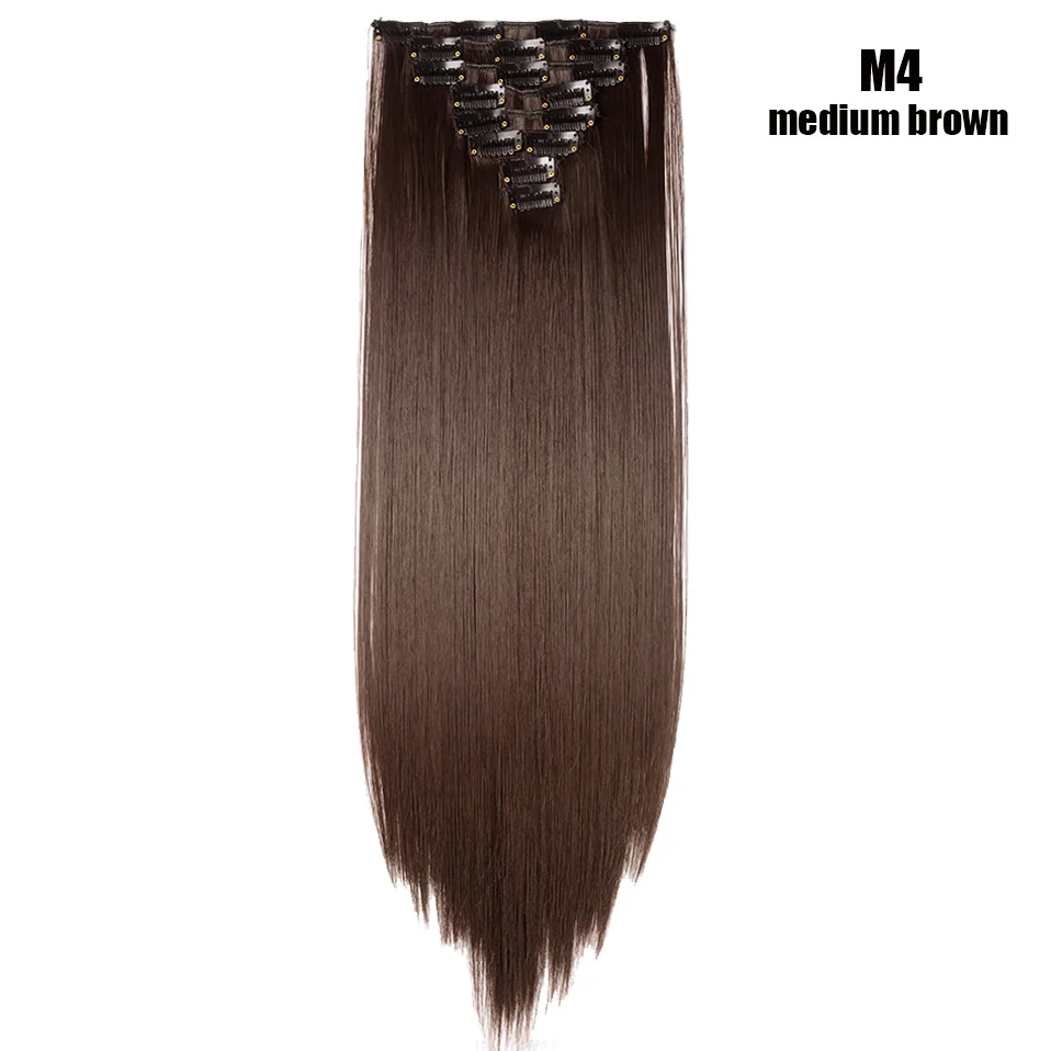medium brown S-noilite 2" 26" 8 шт./компл. 18 клипов в искусственных волосах Стайлинг синтетический клип в наращивание волос длинные прямые поддельные шиньоны - Цвет: medium brown
