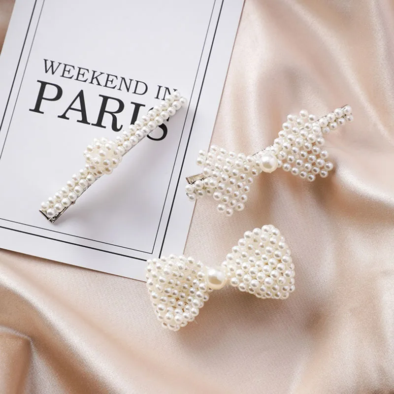 Новинка 2019 корейские заколки для волос с имитацией жемчуга милые бантом девочек