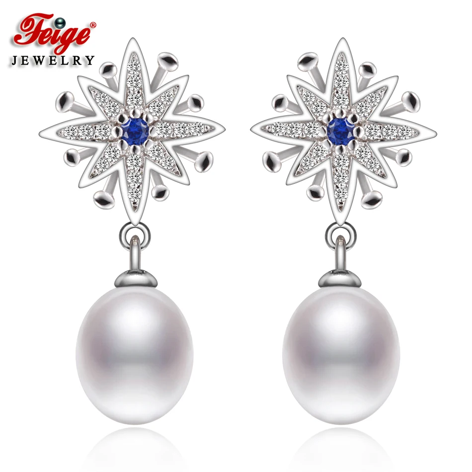 

Модные серьги-гвоздики из стерлингового серебра 925 пробы с голубым кубическим цирконием и натуральным культивированным жемчугом для женщи...