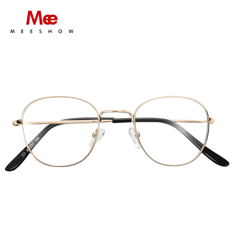 MEESHOW Высокое качество Мужские и женские круглые оптические оправы золотые