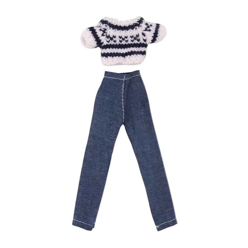 LUCKDOLL 15 стилей 1 комплект одежды = свитер + джинсы для шарнирной куклы 30 см 1/6 Blyth