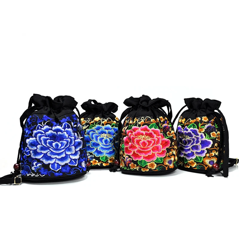 2018 маленькие сумки ведра на шнурке сумка через плечо с двухсторонней вышивкой в