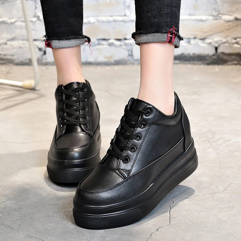 Женские повседневные туфли на высоком каблуке модные кроссовки танкетке 8 см с