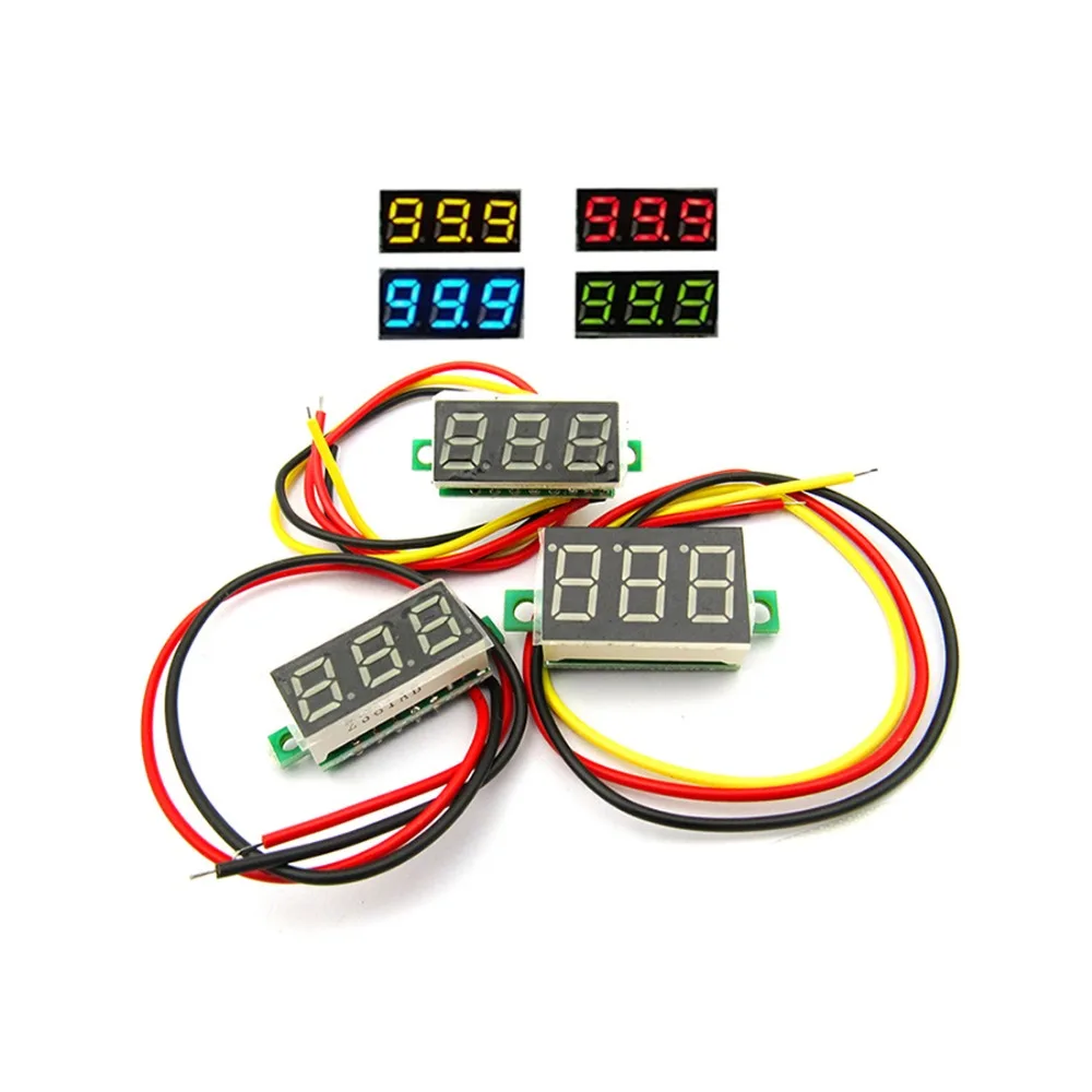 

1PC Digital voltmeter 0.28" 3 bits 3 wires voltage meters DC high precision and durable red/blue/green/yellow