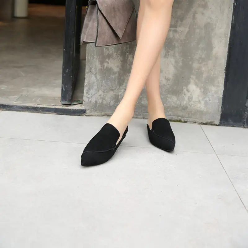 

REAVE CAT Kid suede Basic style Classical vintage party model runway thick low heels solid color women Slippers Mules A1131