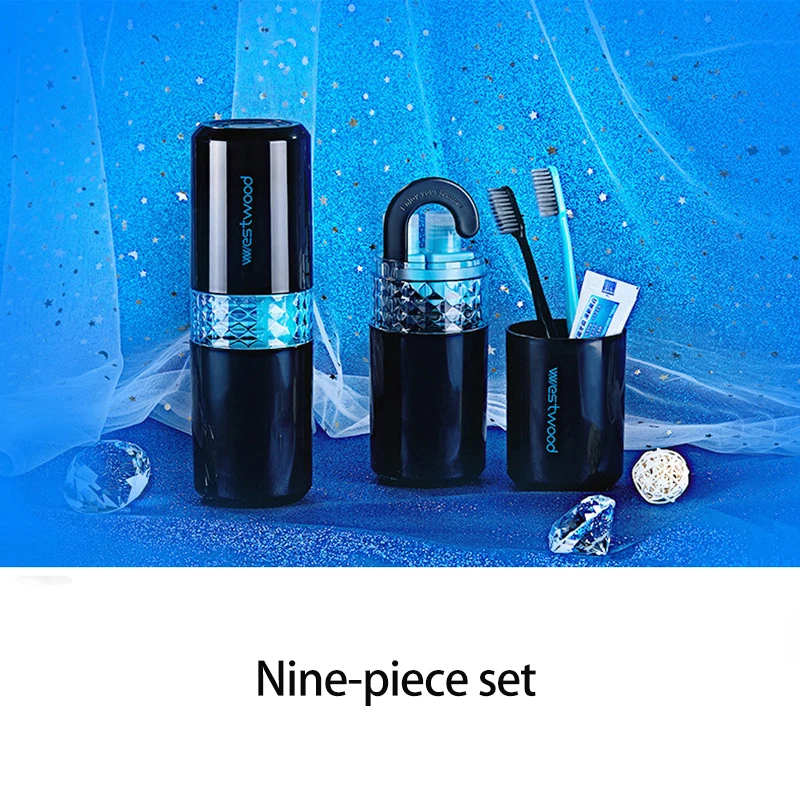 Black-9pcs ONEUP дорожный набор для мытья, портативная зубная паста, зубная щетка, коробка для хранения расчесок, дорожные туалетные принадлежности, аксессуары для ванной комнаты на открытом воздухе, наборы - Цвет: Black-9pcs