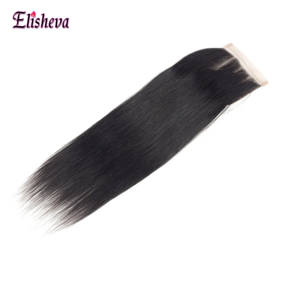 Indian Straight Human Hair 3Bundles With Closure Natural Color Hair Weave Bundles Deal 4x4 Closure NonRemy Hair And Lace Closure