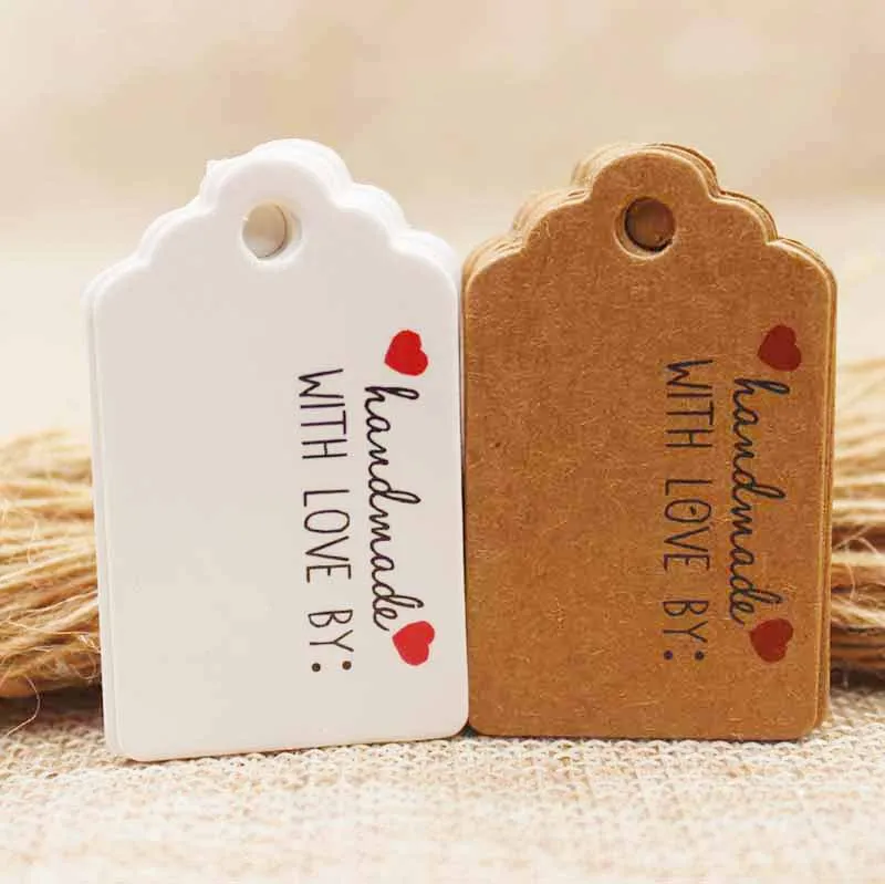 ZerongHandmade gift card tag.5*3cm kraft wedding tag DIY Candy /wedding display 5*3cm50pcs+50 string | Украшения и аксессуары
