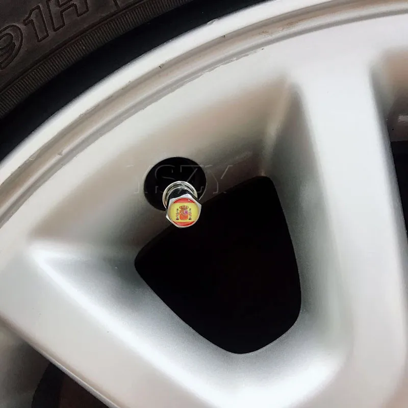 Spanish Flag Tyre Valve Dust Caps Air Auto Car Tire Value Accessories for Cars Bike Bicycle Motorcycle 4Pcs | Автомобили и