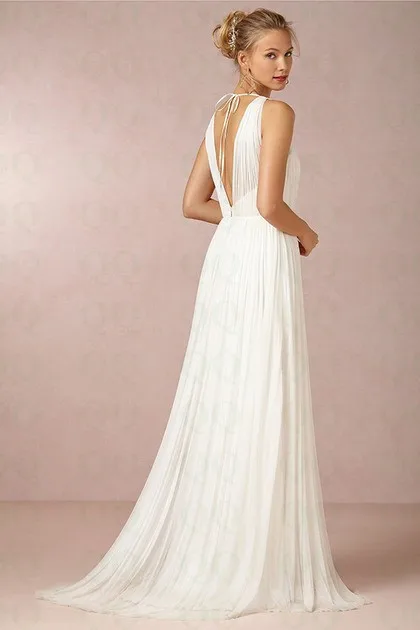 Concise V Neck Chiffon New Style Beach Wedding Dresses Ruched Vestidos De Noiva Garden Gowns Simple Dress | Свадьбы и торжества