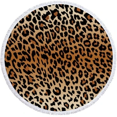 Beach towel5 Круглое пляжное полотенце с рисунком леопарда и тигра с кисточками из микрофибры 150 см, летний коврик для плавания и пикника, гобелен, одеяло для путешествий - Цвет: Beach towel5