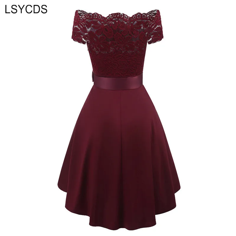 Женское платье с коротким рукавом LSYCDS 2XL винтажные вечерние кружевные мини