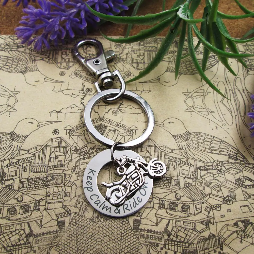 High quality Key chain Keep Calm &amp Ride On with Motorcycle version 2 stainless steel keyring birthday gift | Украшения и