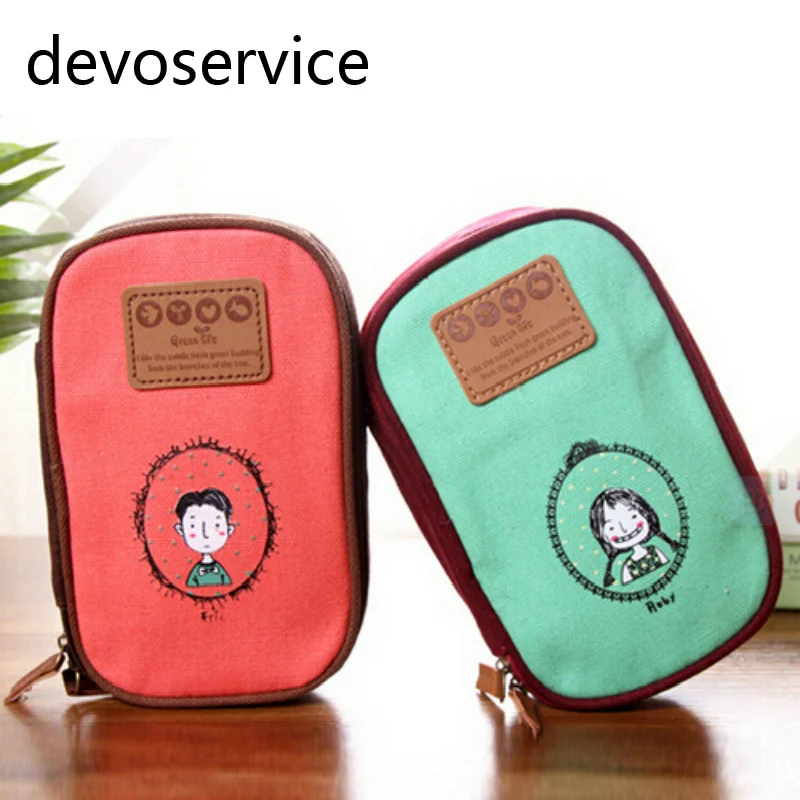 Милый холщовый чехол для карандашей с мультяшным рисунком мальчиков и девочек