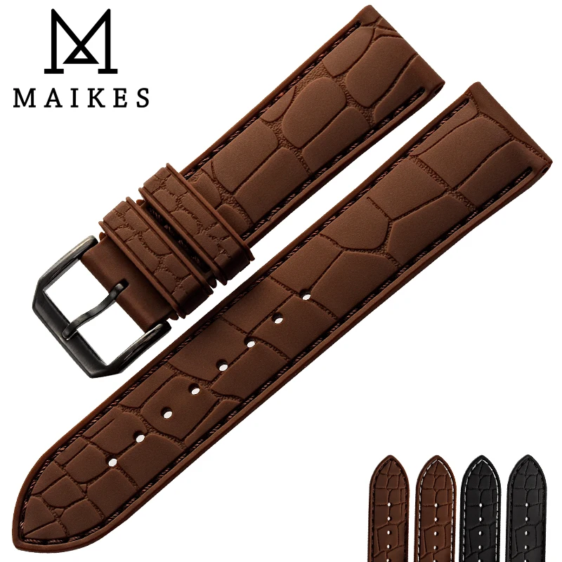MAIKES сменный ремешок для часов коричневый черный силиконовый спортивного