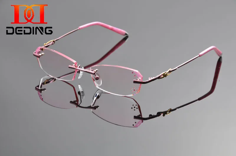 

DeDing 2016 новые очки без оправы с диомандом, качественные оптические титановые очки для женщин, оправа для очков с градиентом, оптовая продажа ...