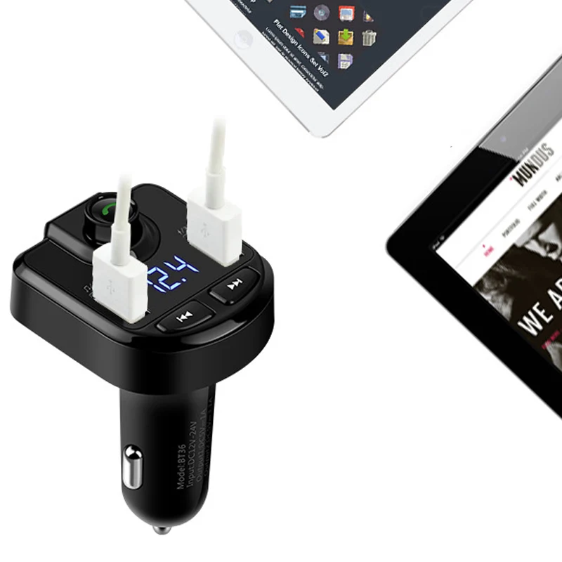 2019 горячее беспроводное Bluetooth FM автомобильное зарядное устройство с ручными