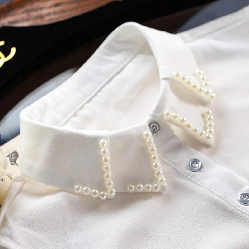

MIARA.L new double-layer high-quality pearl water-drill shirt collar sweater for spring 2019,fake collar necklace shirt collar