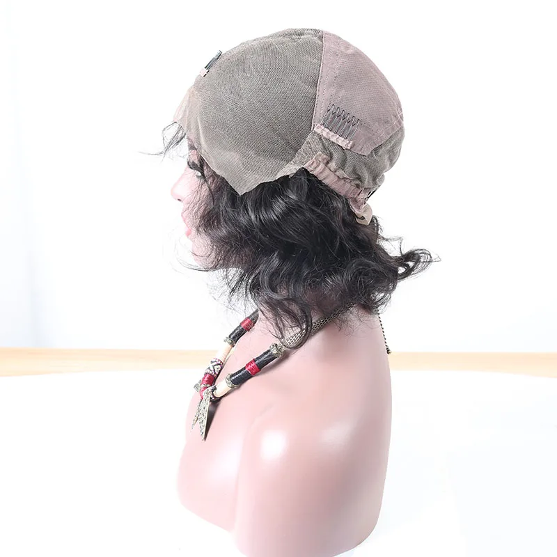 120% плотность волна full lace человеческих волос Парики Cap 8 &quotNatural Цвет Бесплатная