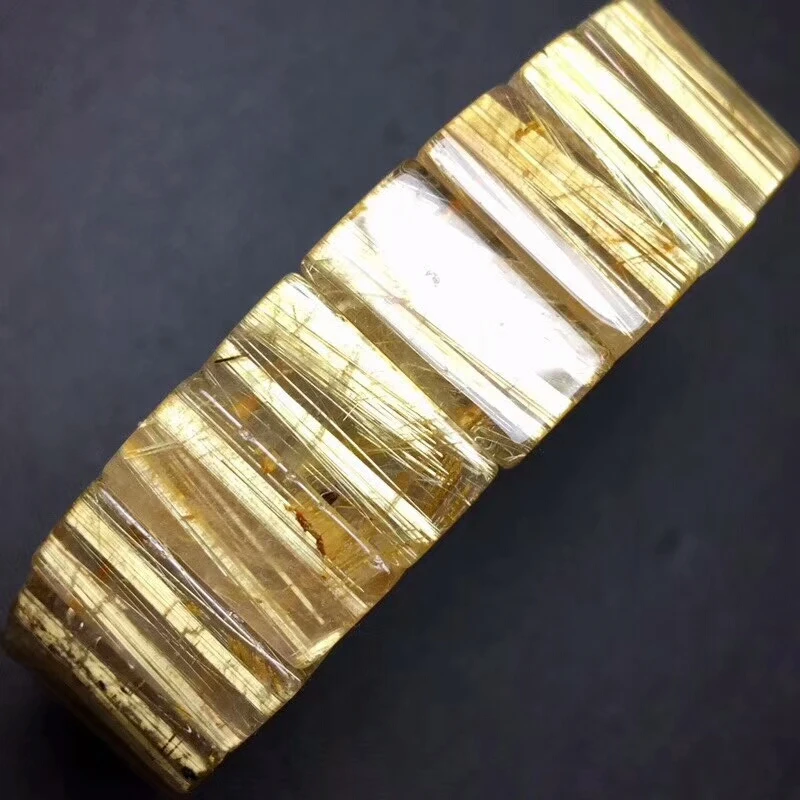 Браслет из настоящего натурального золота с рутилированным кварцевым