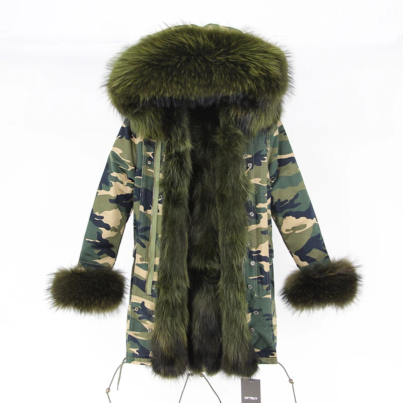 OFTBUY 2019new parkas зимняя куртка женская парка натуральный мех пальто натуральный большой енот меховой воротник Лисий меховой вкладыш