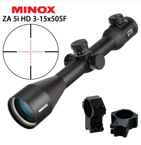 MINOX ZA 5i HD 3-15x50 SF прицелы для охоты Светящееся Стекло травление сетка Боковая регулировка параллакса турреты замок сброс съемки область - Цвет: with Dovetail Rings