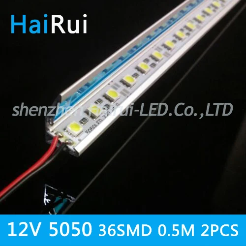 2 шт. * 50 см фабричная оптовая продажа AC 12V 36 SMD 5050 LED жесткая полоса с отражающим V