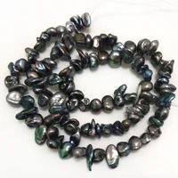 16 inches 8 9mm black side drilled keshi pearl loose strand
