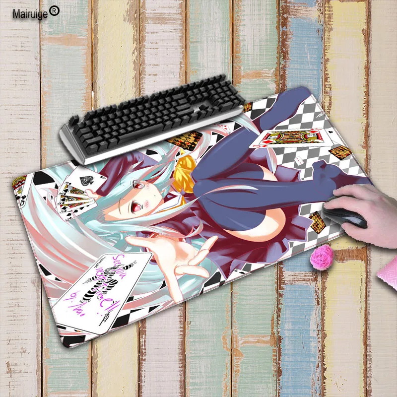 Большой игровой коврик для мыши Mairuige с аниме NO Game No Life резиновый застежкой