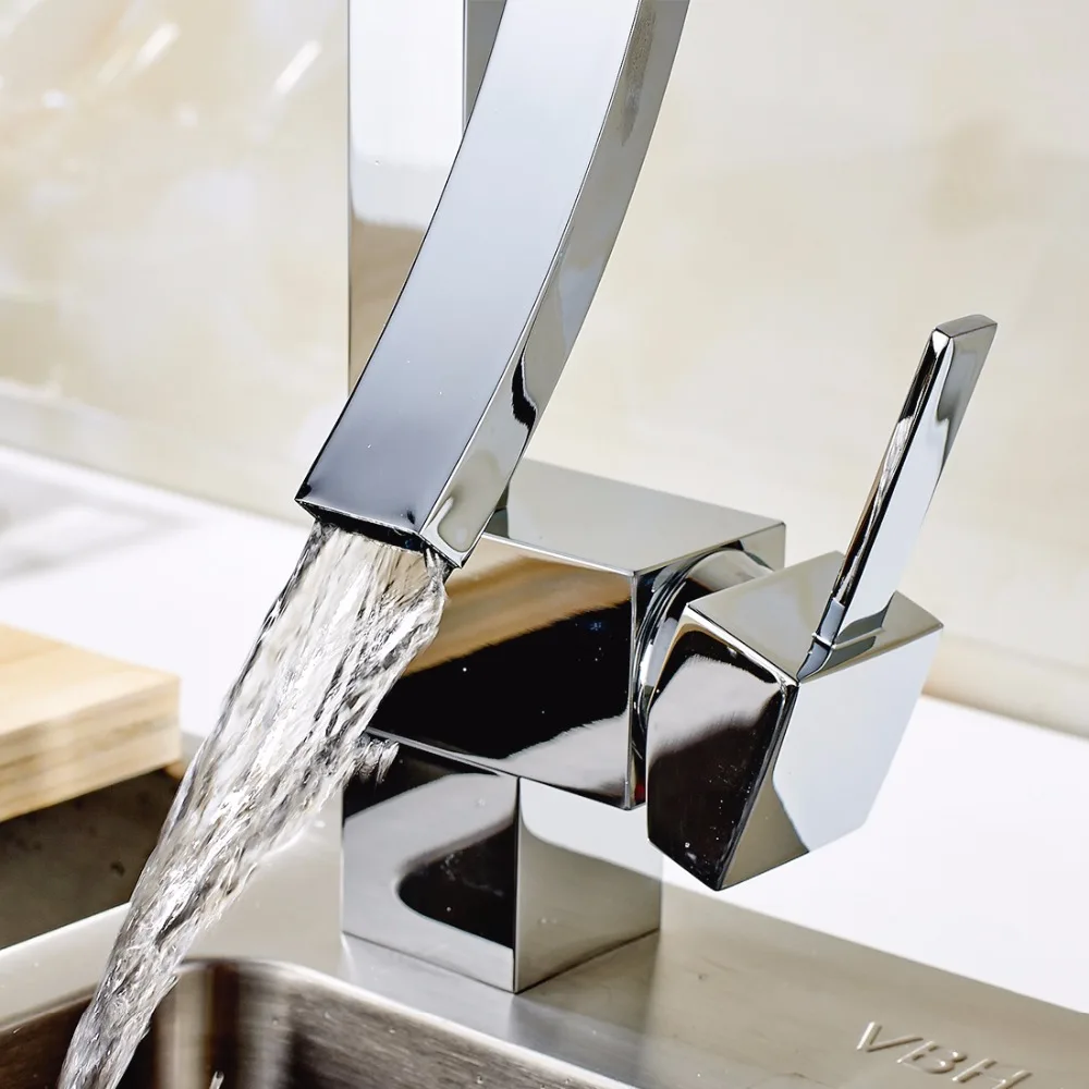 FLG Европейский кухонный кран смеситель для кухни на палубе хромированный