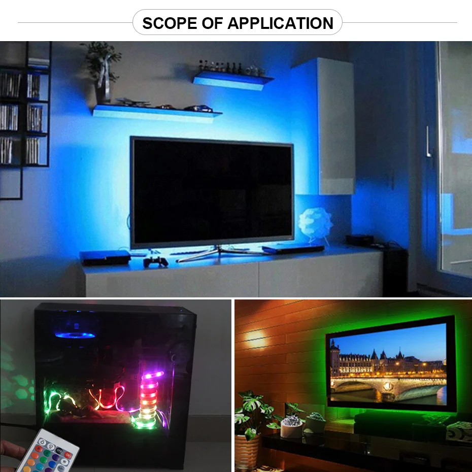 Светодиодная лента USB 3528 SMD DC5V гибкий RGB светодиодный светильник HDTV настольный