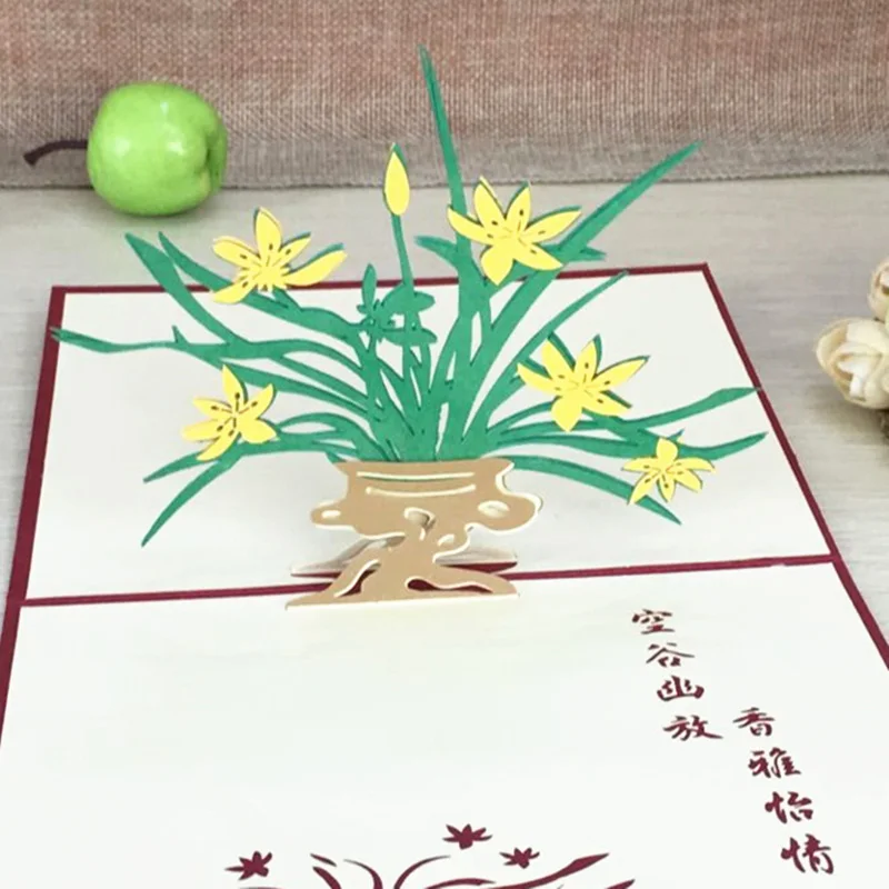 1 шт. Цветочная Выдвижная 3D поздравительная открытка с конвертом почтовая ручной