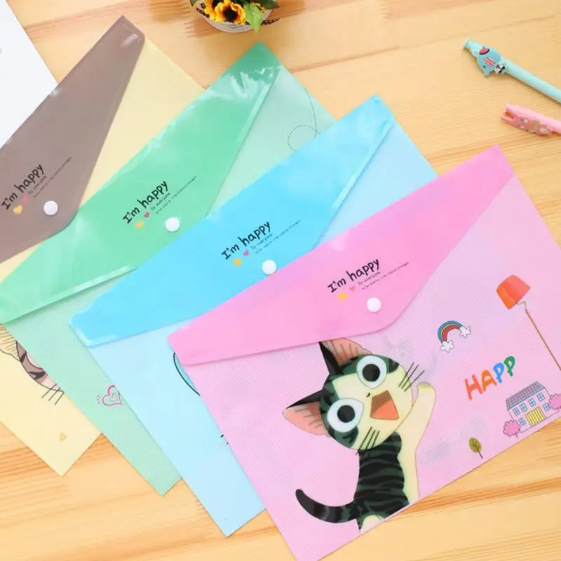24 шт./лот Сумка для документов с милым сыром и кошкой Kawaii PVC A4 канцелярская сумка