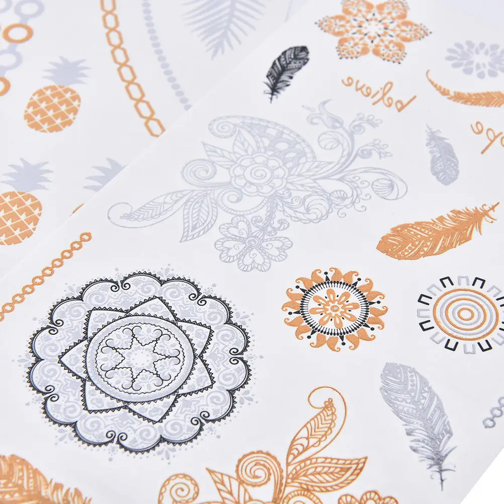 1 шт. водонепроницаемый Летний стиль тату золотой металлик стикер браслет