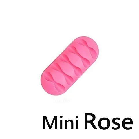 Mini Rose USB Cable Holder Silicone Cable Organizer Flexible Cable Winder Earphone Winder Mouse Headphone Wire Charger Desktop Management - Color: Mini Rose