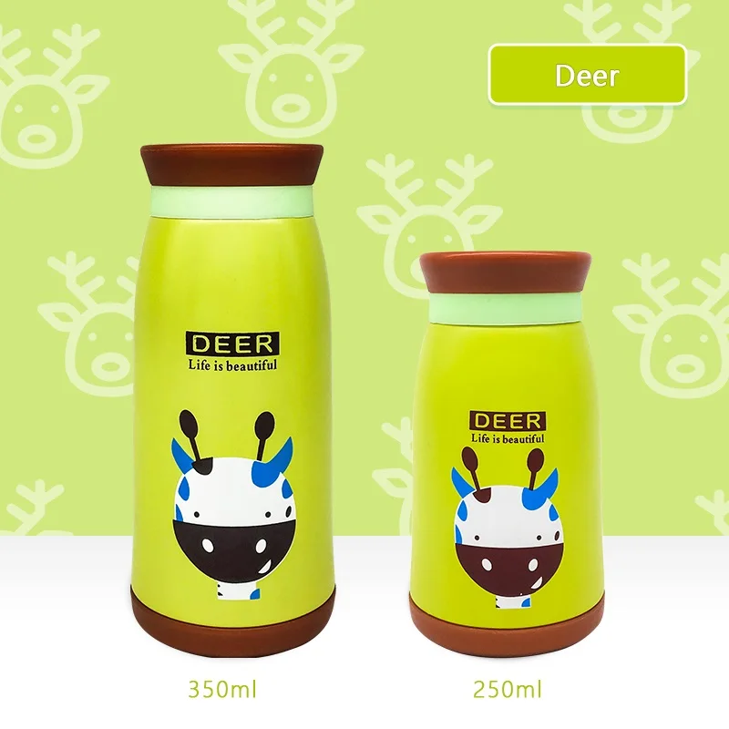 Deer Имя изготовления на заказ для детей подарок мультфильм бутылка-термос для Бутылки для воды Нержавеющая сталь вакуумной изоляцией из нержавеющей стали и отдыха на природе, фляга - Цвет: Deer