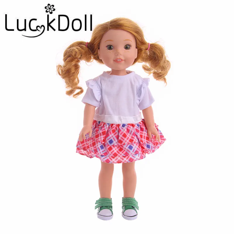 Платье трапеция с принтом LUCKDOLL размер 14 5 дюйма американские куклы аксессуары для