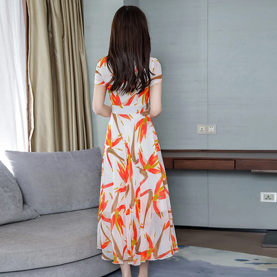 Винтажные шифоновые Макси платья в стиле бохо с принтом Новинка лета 2020 3XL