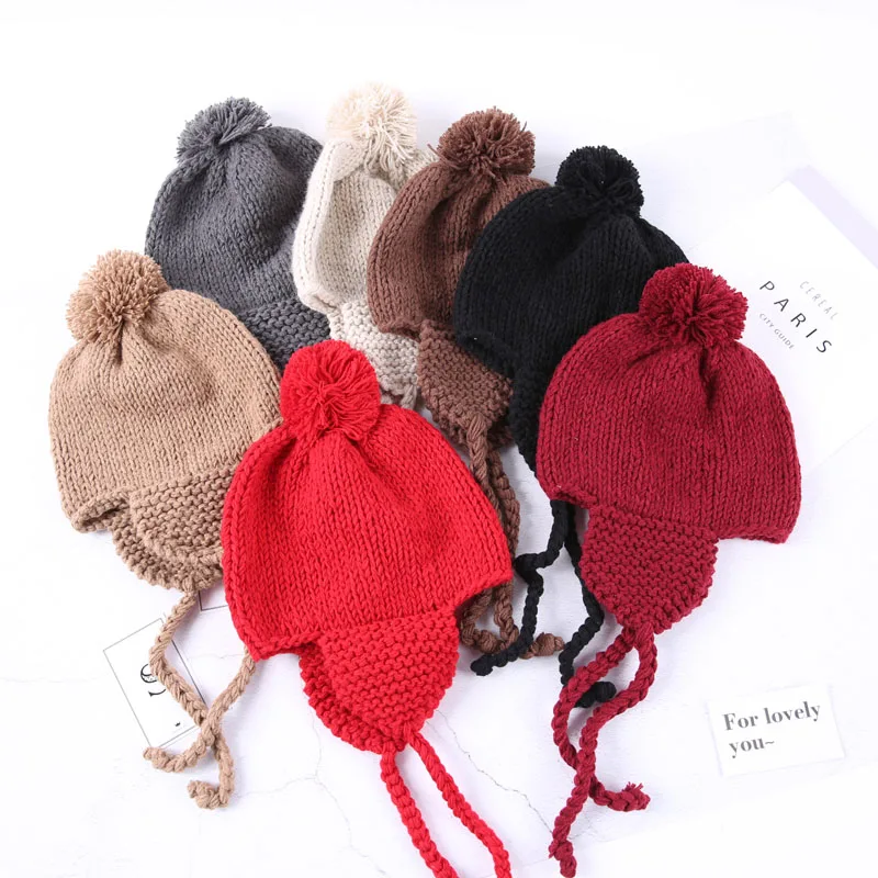 Зимняя теплая вязаная шапка для маленьких мальчиков и девочек крючком 2018|Мужская